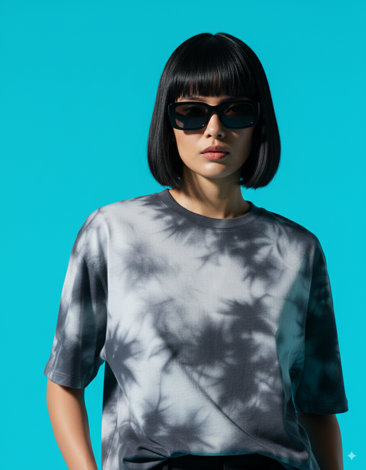 Black & White Tie Dye Unisex Oversized T-Shirt – Streetwear Fas