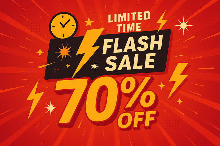 a banner image of a flash sale 70℅ Off banner