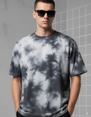 Black & White Tie Dye Unisex Oversized T-Shirt – Streetwear Fas