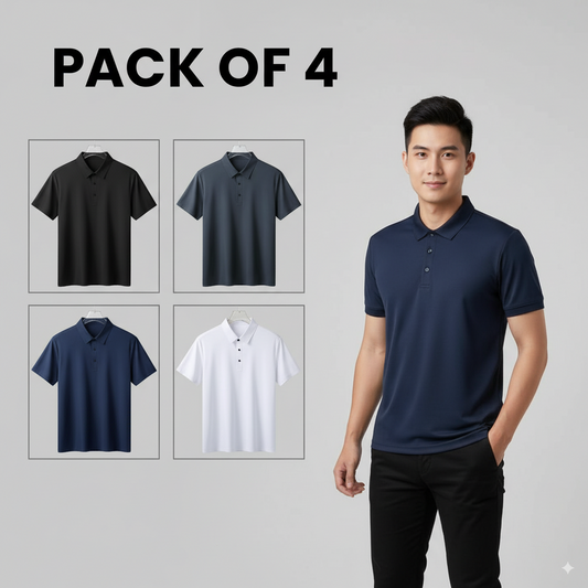 Poly Matte Solid Half Sleeves Mens Polo T-Shirt Pack Of 4