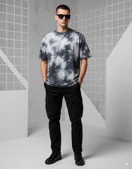 Black & White Tie Dye Unisex Oversized T-Shirt – Streetwear Fas