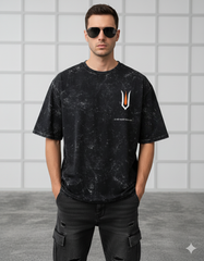 Vaishnav Tilak Graphic Tee – Distressed Black Spiritual T-Shirt